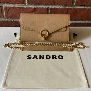 Sandro Paris Yza Pocket Leather Crossbody Shoulder Bag Clutch NEW